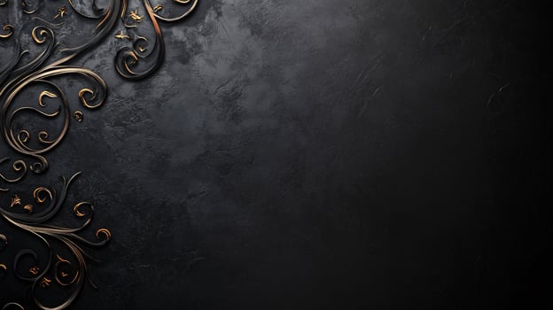 Elegant black background with intricate swirl design photo