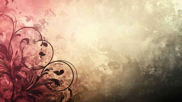 Floral and swirl design on vintage grunge background. photo