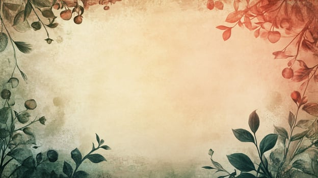 Vintage floral border with faded colors and texture. photo