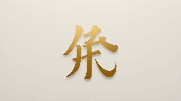 A clean background features the Chinese character for luck, in a delicate gold font, offering space for text or holiday notes. photo