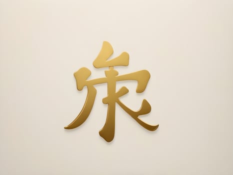 The Chinese character for luck, is depicted in elegant gold on a minimalist background with ample space for added text. photo