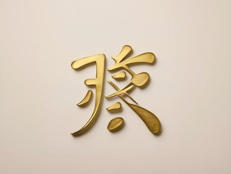 In a delicate gold font, the Chinese character for luck, stands on a plain background, leaving space for text or holiday wishes. photo