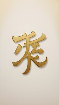 The Chinese character for luck, in golden font is placed on a simple background, offering room for additional text or festive greetings. photo