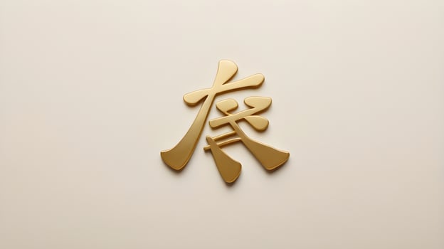 A delicate gold font displays the Chinese character for luck, against a plain background with room for text or holiday messages. photo