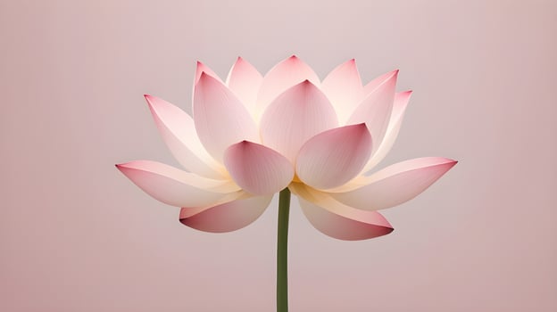 A single lotus flower in pale pink or white, softly glowing, surrounded by empty space for text in this minimalist design. photo