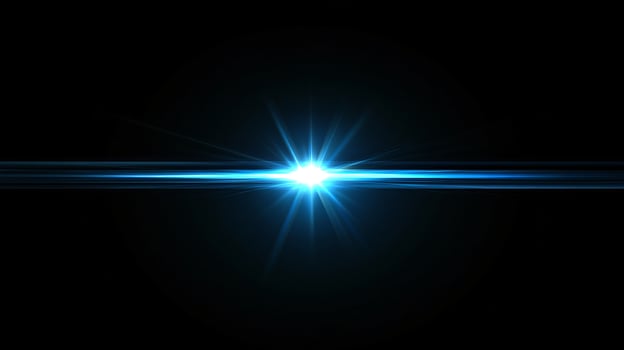 Bright star-like flare on dark background, enigmatic photo