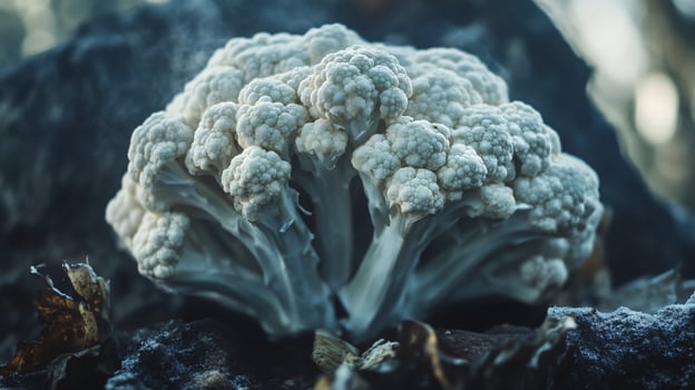 Artistic cauliflower macro shot with natural lighting. photo