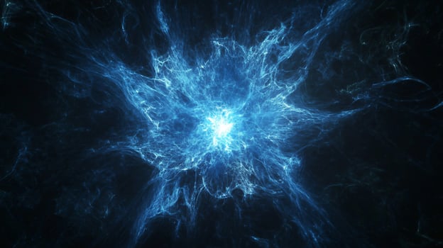 Blue energy explosion of light in the dark universe photo