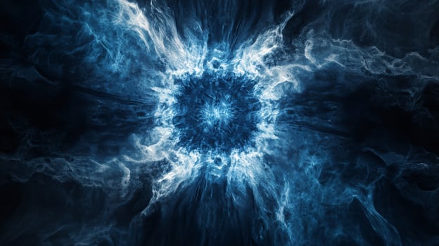 Abstract blue energy burst with radiating patterns photo