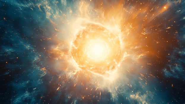 Explosive fireball nebula with bright cosmic glow photo