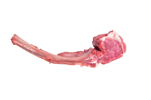Raw lamb meat chops, fresh mutton cutlets isolated on white background. top view photo