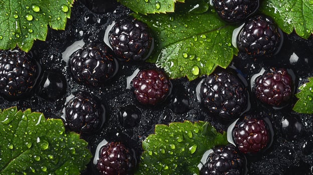 Blackberries with water drops on a black background photo