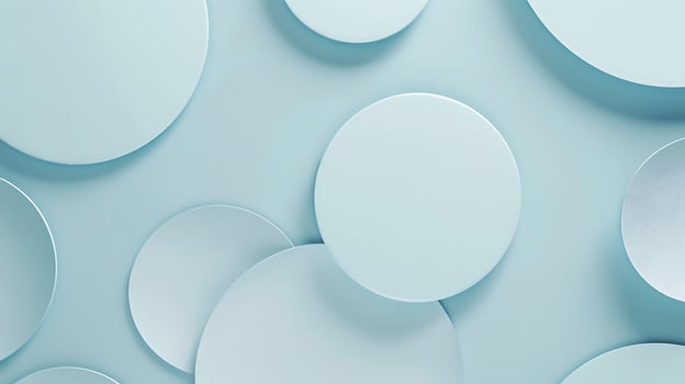 Abstract Composition of Various Mint Green Circles Overlaid on a Soft Blue Background for Creative Design Projects and Artistic Concepts photo