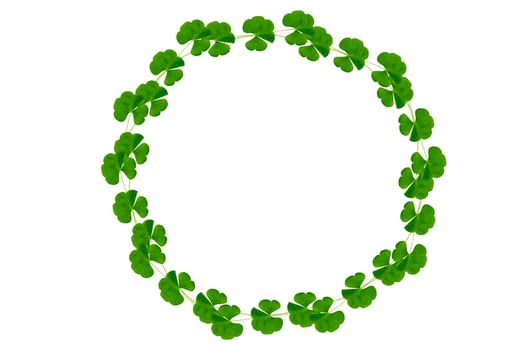 round frame. green clover leaves isolated on white background. St.Patrick 's Day photo