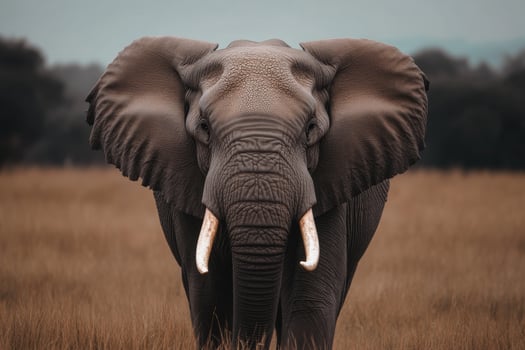 Majestic Elephant Standing Proudly in Open Grasslands photo