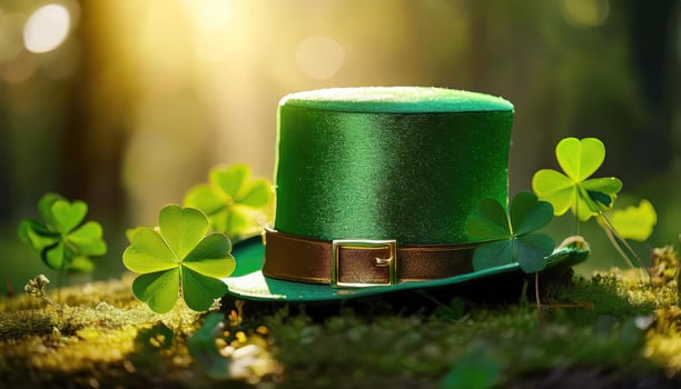 St. Patrick's Day Leprechaun hat and Clover in Natural Sunlight photo