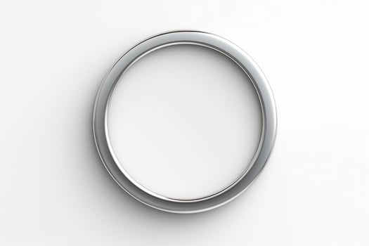 Silver circle frame isolated on white background. Empty space for text or picture. photo