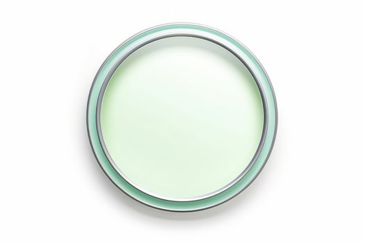 Circle light green and silver frame, border or plate isolated on white background. photo