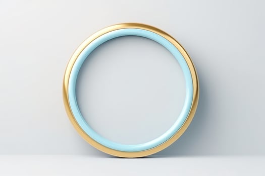 Gold and light blue color frame for paintings, mirrors or photo isolated on white background. Design element. Empty space for text or picture.