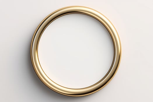 Golden frame for paintings, mirrors or photo isolated on white background. Design element with clipping path. Gold circle shape.