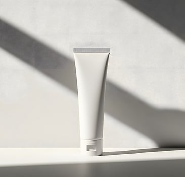 White Cosmetic Tube on White Background with Shadows photo