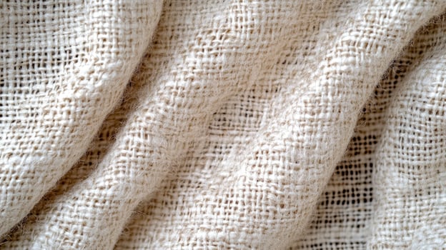 Beige woven hemp cloth forming soft folds background texture. photo