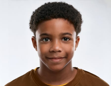 Studio Portrait of African Teenager with Defined Defined High Natural Braids on White Background photo