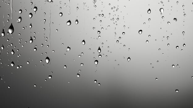 Raindrops on a window, black and white photo