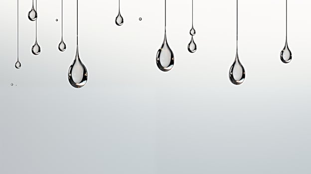A group of hanging drops of different sizes photo
