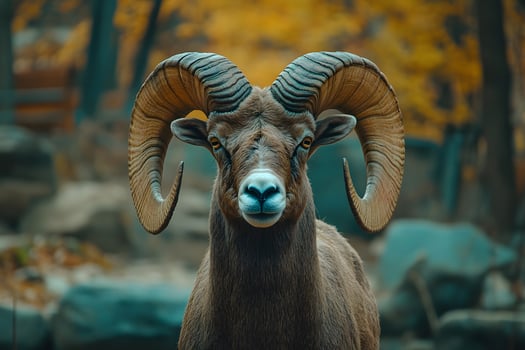 Majestic Desert Bighorn Ram Gazing Directly Ahead photo