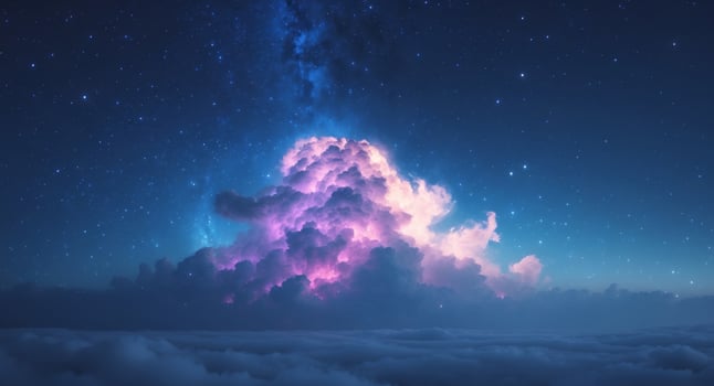 Colorful cosmic clouds illuminated by vibrant hues in a starlit sky full of mystery and wonder photo