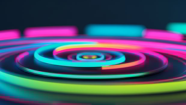 abstract glowing concentric circles vibrant neon colors futuristic design. photo