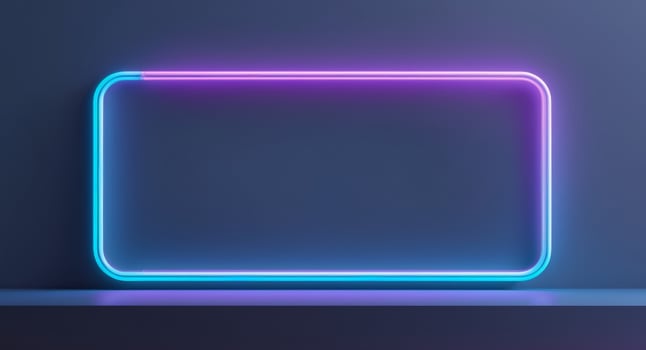 A blue and purple neon frame with copy space photo