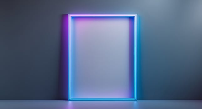 A blue and purple neon frame with copy space banner photo
