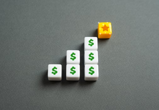 Financial Success. Investing money to achieve success and recognition. Reach the heights and earn the reward. Achieve the set goal. photo