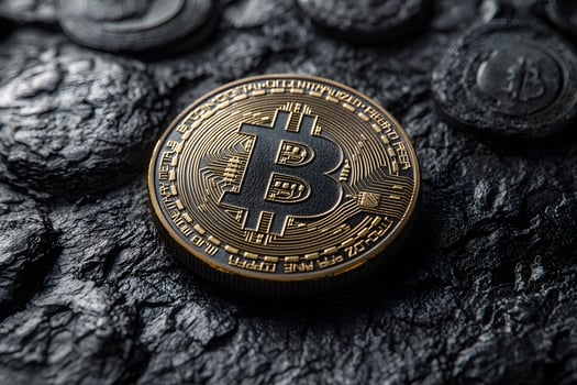 Bitcoin Cryptocurrency Concept on Dark Textured Background Digital Finance and Investment Theme photo