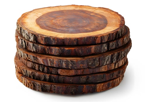 Stacked Wooden Tree Round Slices Coaster Set photo