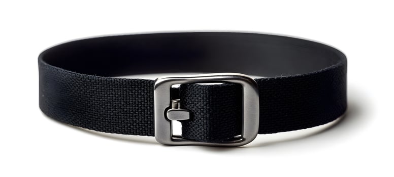 Black nylon strap with silver buckle detail photo