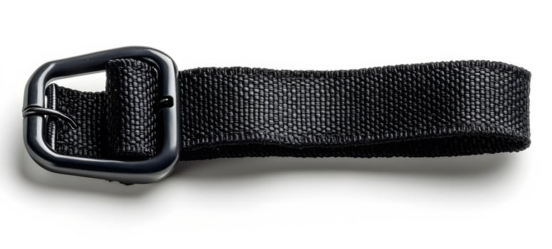 Black Strap with Metal Buckle Close Up View photo