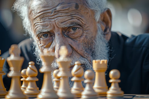An old man playing chess photo