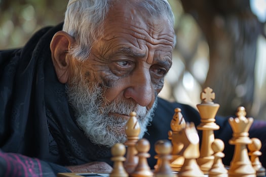 An old man playing chess photo