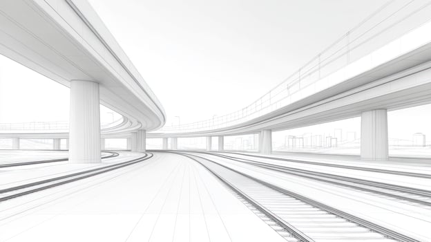 Wireframe View of an Overpass with Train Tracks photo