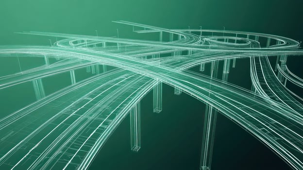 Wireframe Representation of a Complex Highway Interchange photo