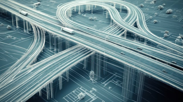 An Abstract Wireframe Representation of an Elevated Highway Interchange photo