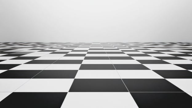 Black and White Checkerboard Floor with Perspective photo
