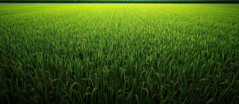 Lush Green Rice Paddy Field with Evolving Grains photo