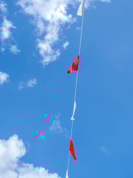 flag rail with blue sky background photo