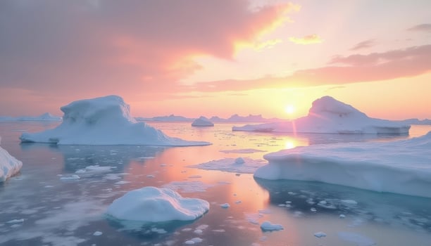Large pieces of ice floating in the ocean the effects of global warming photo