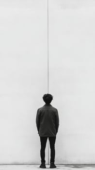 A man standing in front of a wall photo