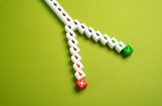 Accept or refuse. Make the right decision. The fork between success and failure. Choosing a further path, alternative options. photo